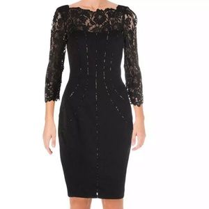 Aidan Mattox Black Ponte Lace